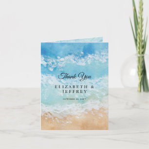 Rustic Watercolor Summer Sea Beach Thank You Card