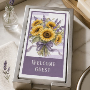 Rustic Watercolor Sunflower and Lavender Bouquet Napkin