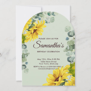 Rustic Watercolor Sunflower Birthday Party Invitation