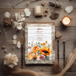 Rustic Watercolor Sunflower Bridal Invitation
