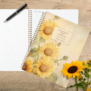 Rustic Watercolor Sunflower Planner