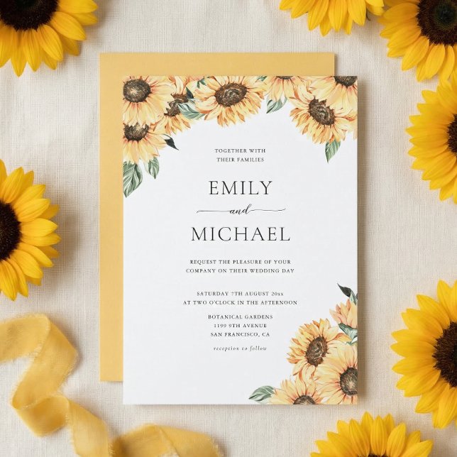 Rustic Watercolor Sunflower Wedding Invitation (Creator Uploaded)
