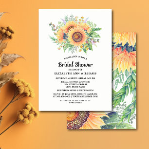 Rustic Watercolor Sunflowers Bridal Shower  Invitation