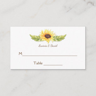 Rustic Watercolor Sunflowers Place Cards