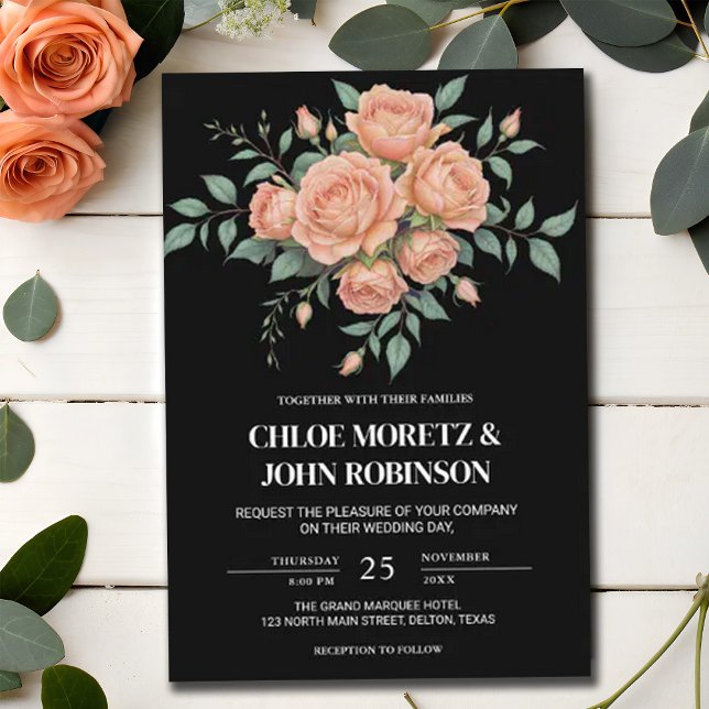 Rustic Watercolor Terracotta Boho Roses Wedding Invitation (Creator Uploaded)