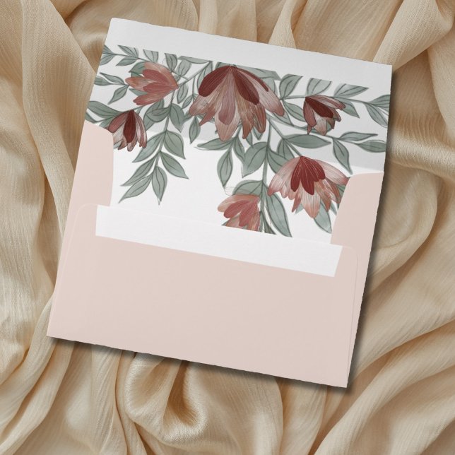 Rustic Watercolor Terracotta Floral Wedding  Envelope (Creator Uploaded)