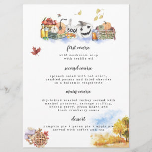 Rustic Watercolor Thanksgiving Menu Card