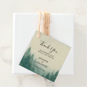 Rustic watercolor trees forest wedding Thank You Favour Tags