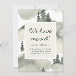 Rustic Watercolor Trees New Address Announcement