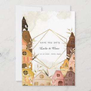 Rustic Watercolor Wedding Invitation Cosy House