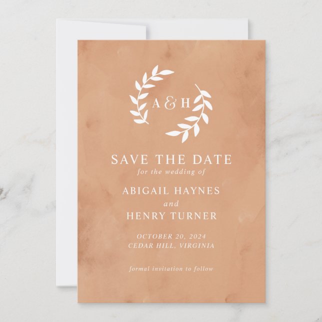Rustic Watercolor Wedding Save The Date (Front)
