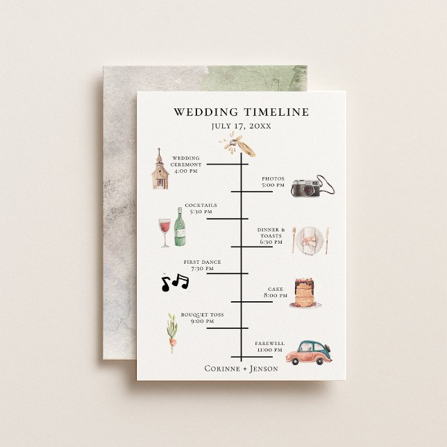 Rustic Watercolor Wedding Timeline Program (Creator Uploaded)