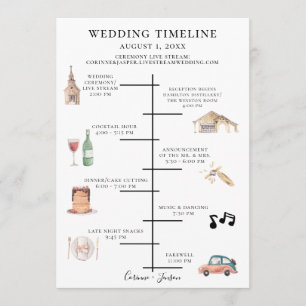Rustic Watercolor Wedding Timeline Program