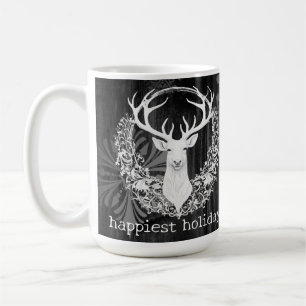 Rustic Watercolor White Reindeer Coffee Mug