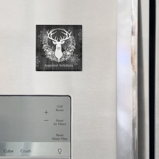 Rustic Watercolor White Reindeer Magnet (In Situ (Fridge))