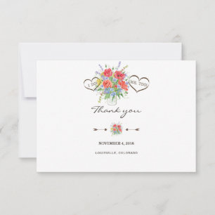 Rustic Watercolor Wild Flowers Wedding Thank You
