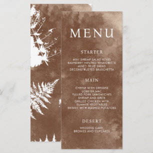 Rustic Watercolor Wild Greenery Fern Wedding Menu