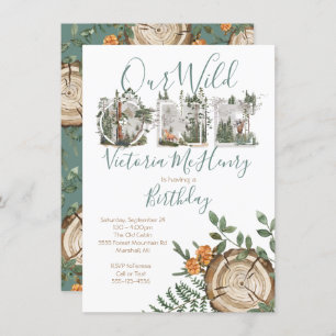 Rustic Watercolor Wild One Birthday Party Invitation