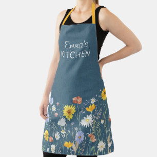 Rustic Watercolor Wildflower Minimalist Apron