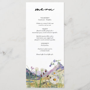 Rustic Watercolor Wildflower Mountain Wedding Menu