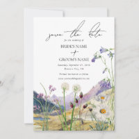 Rustic Watercolor Wildflower Mountain Wedding