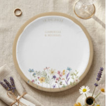 Rustic Watercolor Wildflower Wedding Plates