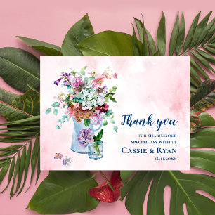Rustic Watercolor Wildflower Wedding Thank You Postcard