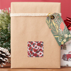 Rustic Watercolor Winter Animal Print Square Sticker