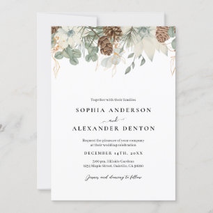 Rustic Watercolor Winter flowers Invitation