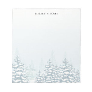 Rustic Watercolor Winter Forest Personalised Notepad