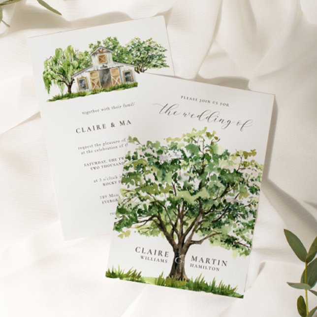 Rustic Watercolor Wooden Barn Wedding Invitation (Creator Uploaded)