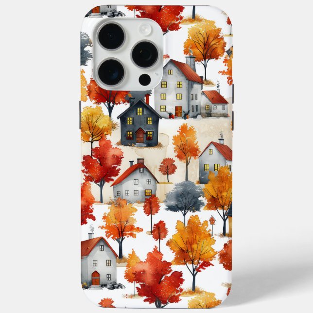 Rustic Watercolor woodland Village Pattern Case-Mate iPhone Case (Back)
