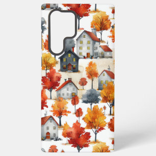 Rustic Watercolor woodland Village Pattern Samsung Galaxy Case