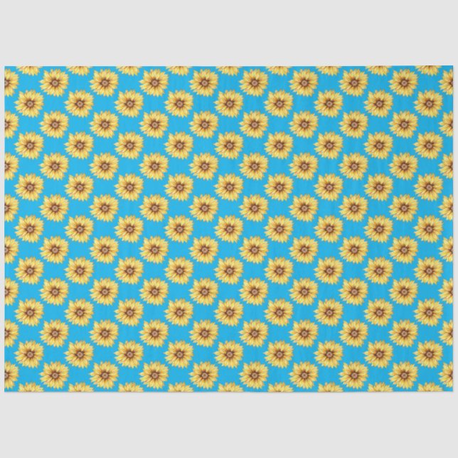 Rustic Watercolour Sunflowers Pattern Floral   Tissue Paper (Front)