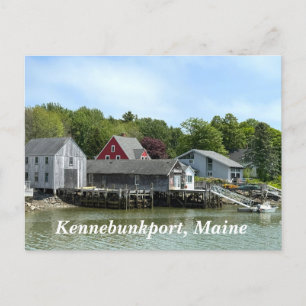 Rustic waterfront buildings in Kennebunkport Maine Holiday Postcard
