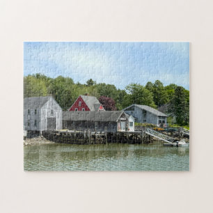 Rustic waterfront buildings in Kennebunkport Maine Jigsaw Puzzle