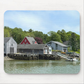 Rustic waterfront buildings in Kennebunkport Maine Mouse Pad