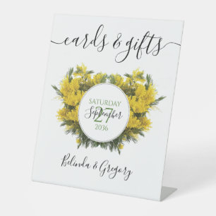Rustic Wattle Acacia Wedding Cards & Gifts Pedestal Sign