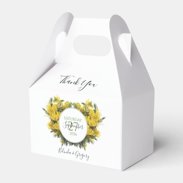 Rustic Wattle Acacia Wedding Favour Box (Front Side)