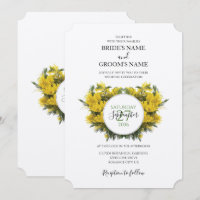 Rustic Wattle Acacia Wedding Invitations