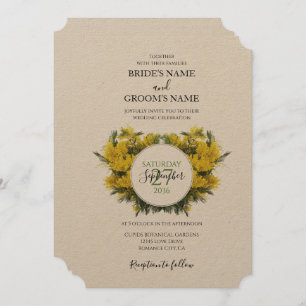 Rustic Wattle Acacia Wedding Invitations