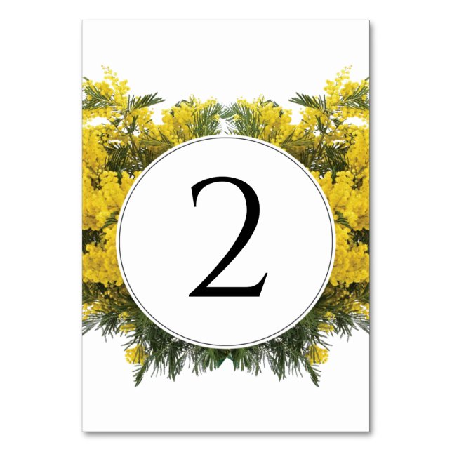 Rustic Wattle Acacia Wedding Table Number (Front)