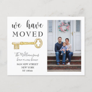 Rustic We Have Moved Key Photo Moving Announcement
