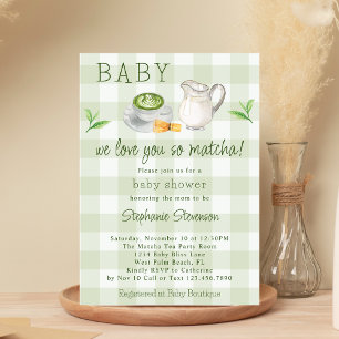 Rustic We Love You So Matcha Green Tea Baby Shower Invitation