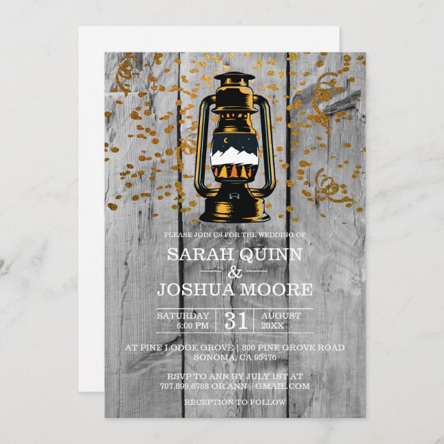 Rustic Weathered Barn Wood Wedding Invitation (Front/Back)