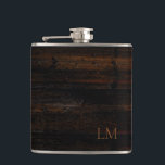 Rustic Weathered Black Brown Wood Wedding Monogram Hip Flask<br><div class="desc">This simple rustic monogram design is classic. This flask makes a great gift for your special occasion.</div>