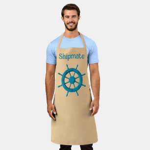 Rustic Weathered Boat Steering Wheel Photo Image Apron