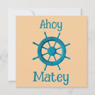 Rustic Weathered Boat Steering Wheel Photo Image Card