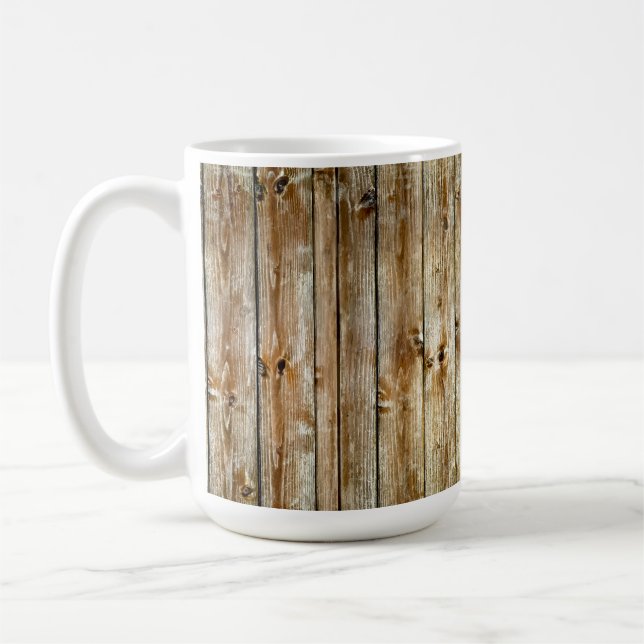 Rustic Weathered Brown Wood Plank Seamless Pattern Coffee Mug (Left)
