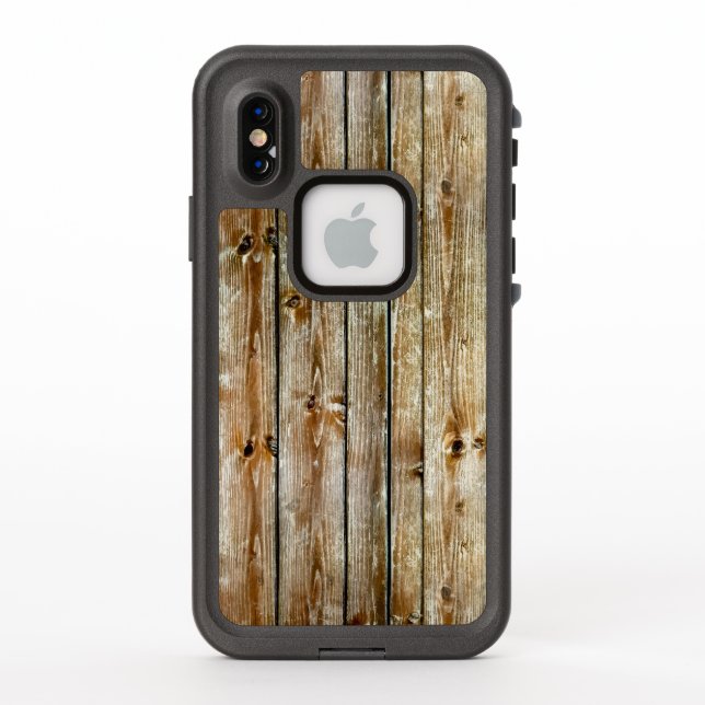 Rustic Weathered Brown Wood Plank Seamless Pattern LifeProof iPhone Case (Back)